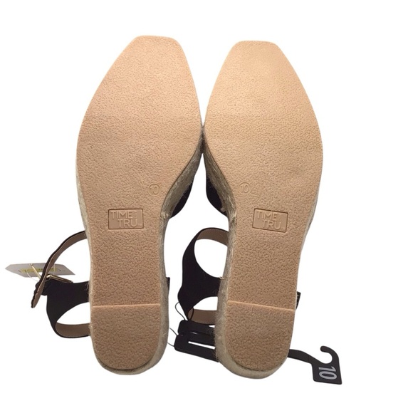 Time and Tru Women’s Espadrille Wedge Sandals Black Ankle Strap Size 8 or 10 - Picture 7 of 7